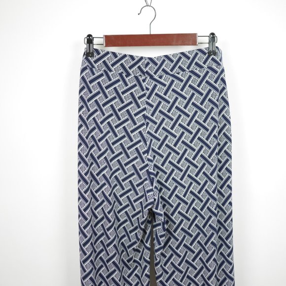 WHITE HOUSE BLACK MARKET Women's L Blue & white pull on stretch pants elastic - Picture 4 of 10